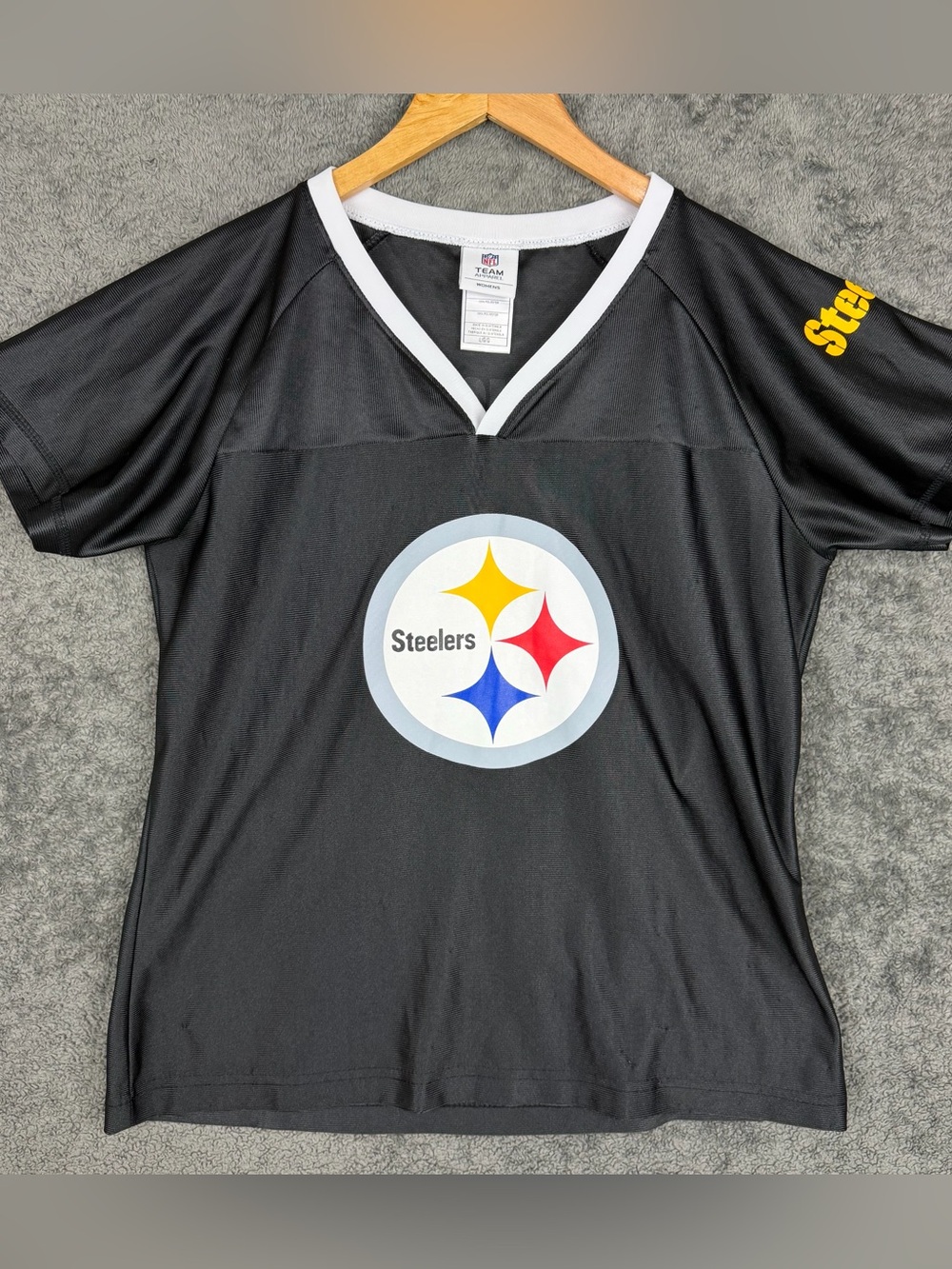 #7 Ben Roethlisberger Women’s Medium Jersey NFL Pittsburgh Steelers Black V Neck